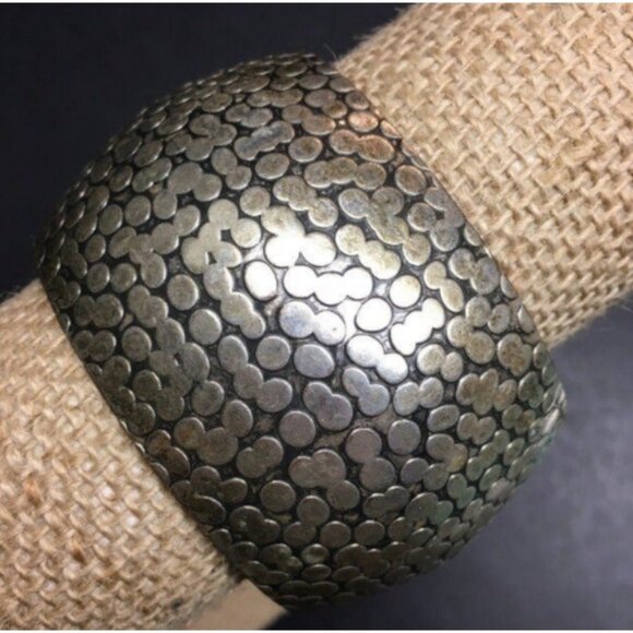 Cuff Bangle Bracelet Pebble Textured Bronze Antiqued Retro Boho Vintage Classic - Picture 3 of 5